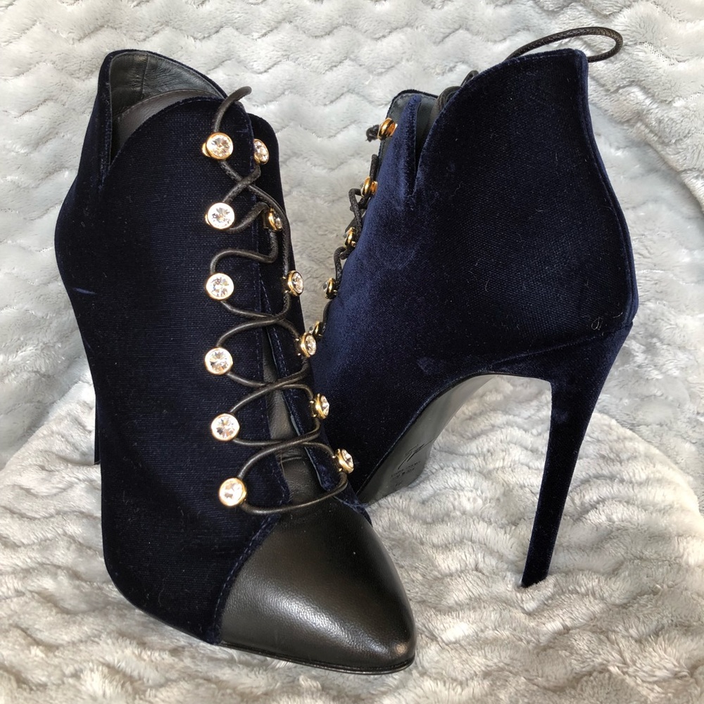 Giuseppe Zanotti Navy Blue and Black Olinda Bootie